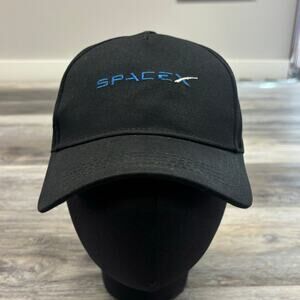 Spacex Hat Cap Black Blue OS Embroidered Logo Cotton Snap Back Baseball Three In